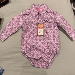 Rock & Roll Cowgirl Pink Floral Baby Onesie